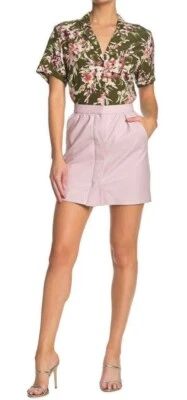 Minifalda French Connection Bia imitación cuero rosa chicle talla 0 ~NUEVA CON ETIQUETAS Foto 1 de 4