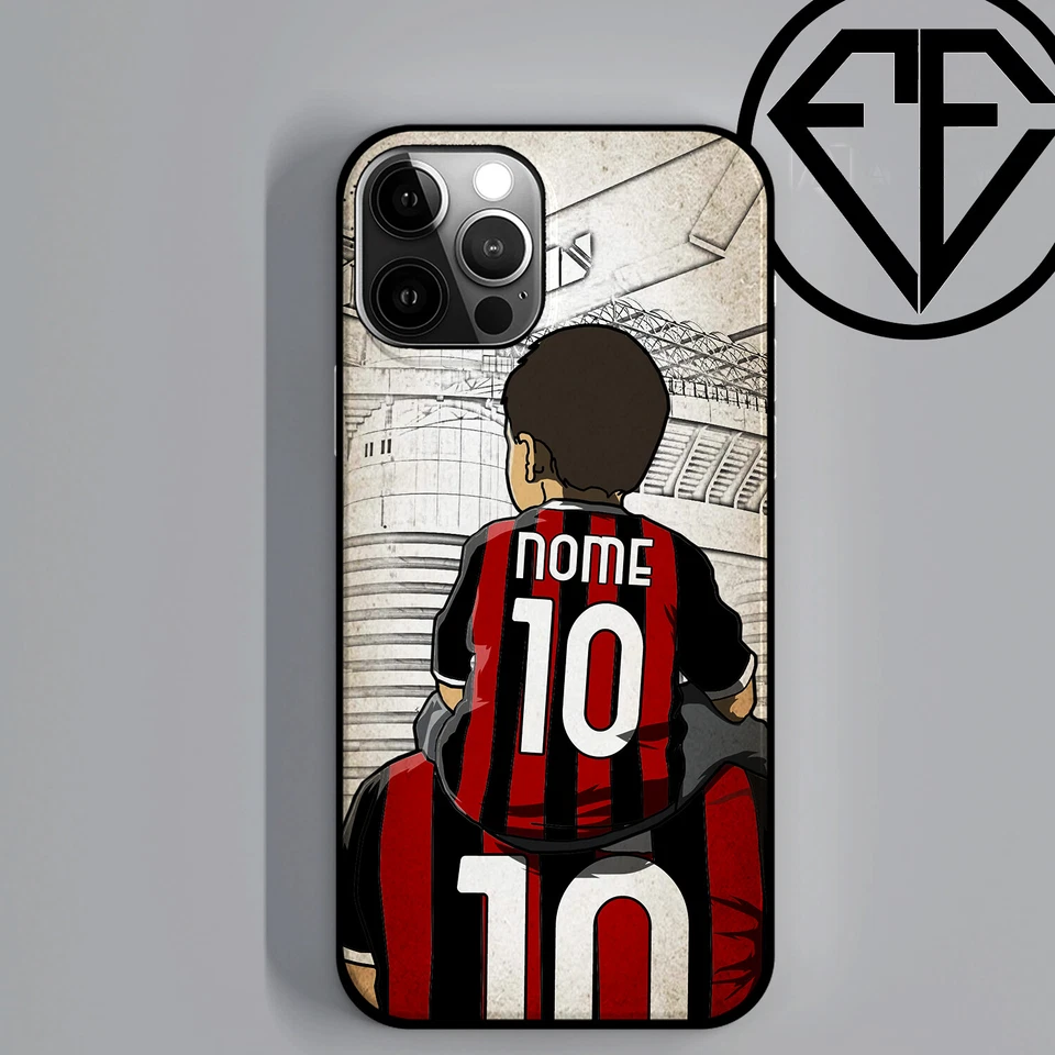 BEEDIFFERENT Cover per cellulare personalizzata con nome Di padre in figlio, Tifosi Rossoneri