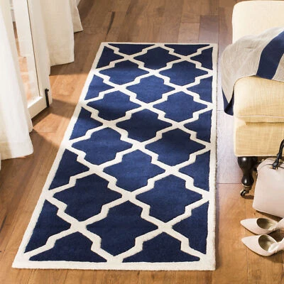 Safavieh Chatham DARK BLUE / IVORY 2'-3" X 9' Runner - CHT735C-29 - Image 1 of 3