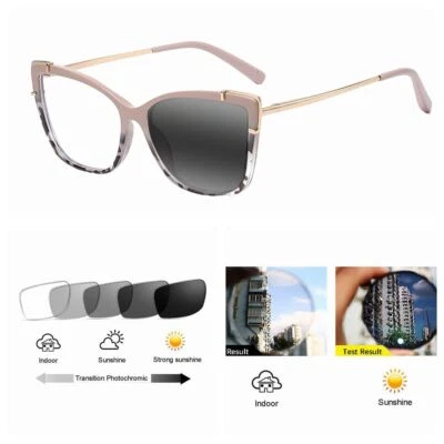 Vidrio de lectura fotocromático de transición resistente a los rayos UV ojo de gato para mujer +1,0~+6,0 Foto 1 de 4