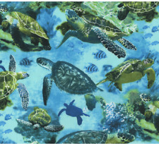 BTY Hi-Fashion Wildlife SEA TURTLES Print 100% Cotton Quilt Craft Fabric by YARD