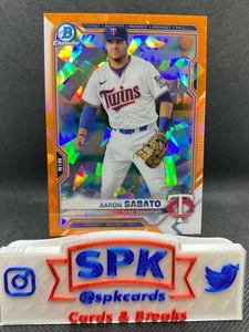 2021 Bowman Draft SAPPHIRE AARON SABATO ORANGE REFRACTOR 19/25 TWINS BDC-163 - Picture 1 of 1