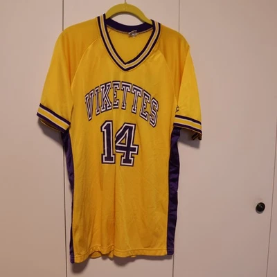 Vintage 80s Lady Champion Jersey  VIKETTES L Basketball Made in USA Nylon RARE - Image 1 of 4