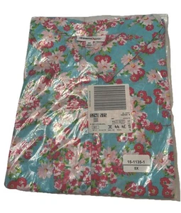 Dreams & Co Size 5X Floral Print Sleep Shirt Button Up 3/4 Cuffed Sleeves NEW - Picture 1 of 9