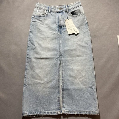Falda midi denim azul claro de Zara talla XS nueva con etiquetas Foto 1 de 4