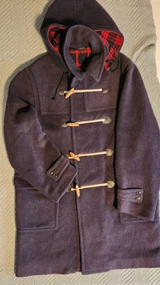 Vintage 60s LodenFrey Munich Wool Hooded Lined Navy Trench Coat Mens L/XL - Image 1 of 4