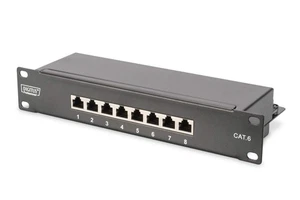 DIGITUS Cat-6 Patchpanel - 8 Ports - RJ45-Buchsen - 10-Zoll Rack-Mount 1HE - LSA - Photo 1/7