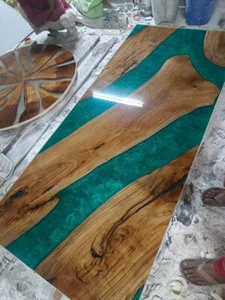 Tavolo da pranzo 183 cm x 76,2 cm verde epossidico Ressin Center mobili in legno corridoio decorazione - Foto 1 di 9
