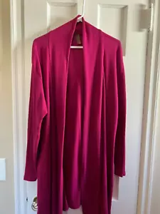 JOSEPH Q GORGEOUS RASPBERRY COLOR LONG KNIT RIBBED SWEATER ASYMMETRICAL HEM - Picture 1 of 9
