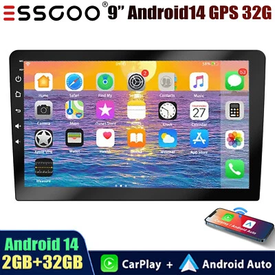 9" Android 14 Apple Carplay Car Stereo Radio GPS Navi WiFi 2G+32G BT Double 2Din - Image 1 of 4