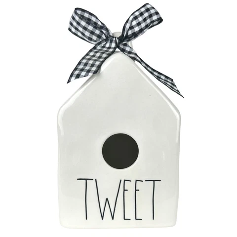 Rae Dunn Artisan Collection "TWEET" Ceramic Birdhouse Large Letters Farmhouse Cover