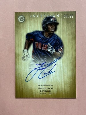 Francisco Lindor 2014 Bowman Inception Gold Autograph Auto /99 - Image 1 of 2