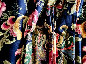 SET 2 CURTAIN Panels JACOBEAN Black Floral PINCH PLEATED Lined Weighted CUSTOM - Bild 1 von 10