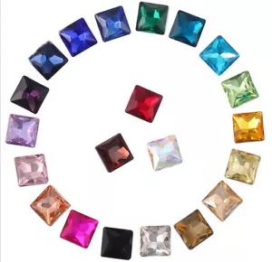 Pietre di vetro fantasia quadrate con fatti colori misti 100 pezzi #95619 - Foto 1 di 1