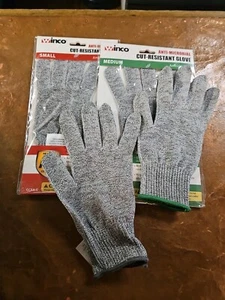 4 Winco Anti-Microbial Cut-Resistant Gloves 2 -Med, 1- Small, 1- Large. - Picture 1 of 7
