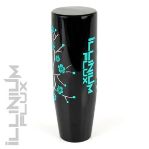 ILLINIUM FLUX TEAL PAINTED BLACK SAKURA BLOSSOM MANUAL SHIFT KNOB 12X1.25 S15 - Picture 1 of 1