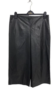 Vince Camuto Women's Black Faux Leather Wide Leg Crop Dress Pants Size 10 - Picture 1 of 11