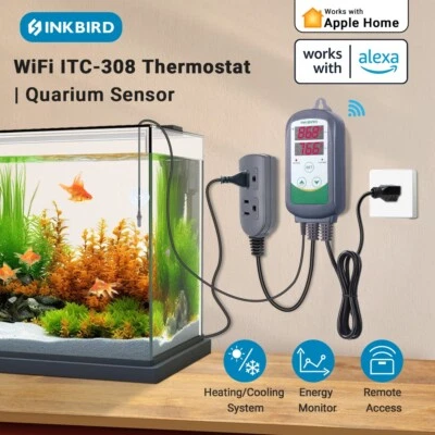 INKBIRD Temperature Controller WiFi ITC-308 Aquarium Fish Tanks Heating Cooling - Image 1 of 4