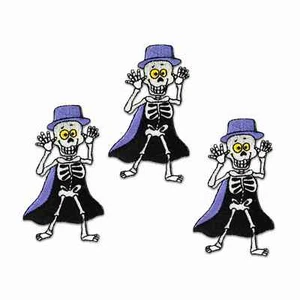 Skeleton Patches (3-Pack) Halloween Embroidered Iron On Patch Applique - Picture 1 of 3