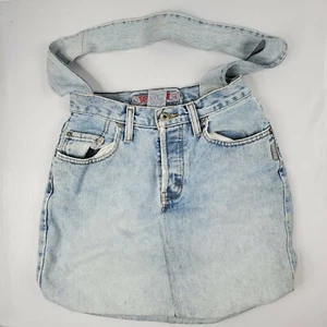 Vintage Silver Boho Denim Handbag Shoulder Bag Purse Jeans True 1980's -90's - Picture 1 of 3