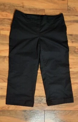 Apostrophe Womens Stretch Cuffed Crop Dress Pants Size 14 Black Pockets Career - Image 1 of 4