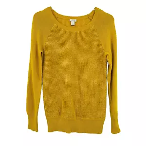 J. Crew Size Small Senfgelb Waffelstrick Merinowollmischung Rundhalsausschnitt Pullover - Bild 1 von 7
