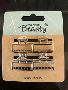 For Your Beauty Haarklemme Haarspange Metall Gold Silber NEU OVP 4 Stück - Bild 1 von 2
