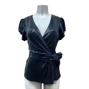 Lauren Ralph Lauren Women's Black Sequin Short Sleeve Blouse NWOT Free Shipping - Picture 1 of 5