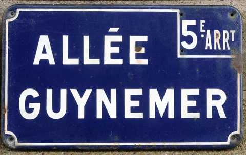 Old French enamel street road sign plaque Allee Georges Guynemer WWI pilot hero Cover