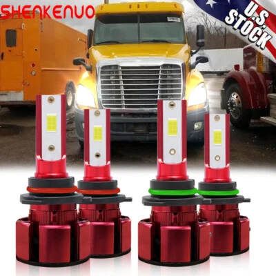 For Freightliner Columbia 2005-2017 9005 9006 LED Headlight Hi/Lo beam Bulbs 4pc - Image 1 of 4