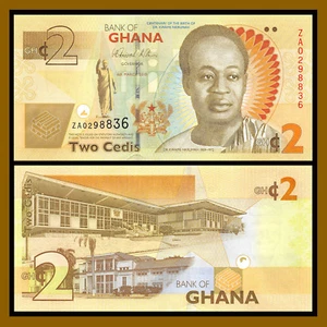 Ghana 2 Cedis, 2010 P-37Aa Replacement "ZA" Unc - Picture 1 of 1