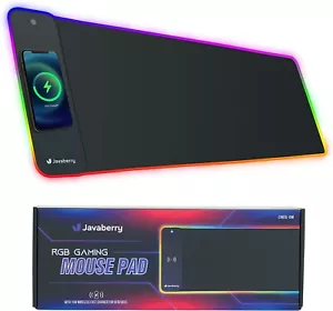 JAVABERRY Premium 35.4" long RGB Gaming Mouse Pad with 15W Wireless Fast Charger - Picture 1 of 9