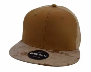 Decky Cotton Flat Bill Trucker Adjustable Cap Desert Digital Camo Coyote Khaki - Picture 1 of 2