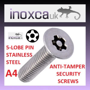 5-LOBE TORX PIN CSK COUNTERSUNK PENTALOBE STAINLESS A4 SCREW M3 M4 M5 M6 M8 - Picture 1 of 7