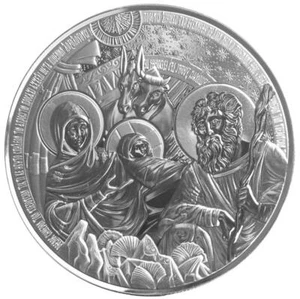 Ronda de plata Belén Navidad .999 de 5 oz BU #A689 - Imagen 1 de 3