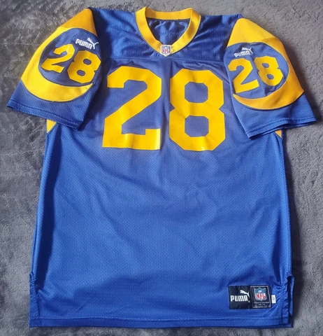 Marshall Faulk 28 Rams Jersey Authentic Puma size 50  St. Louis Los Angeles Cover