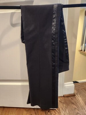 Guess Black Tuxedo Style Slacks Pants with Black Satin Striping Size 24 - Image 1 of 4