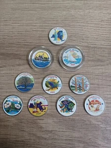 Colorized State Quarters Mixed Lot, 10 Quarter Lot, Refer to Photos, Lot 5 of 10 - Picture 1 of 2