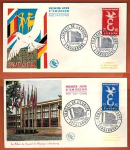 1958-FDC-2 Enveloppes 1°Jour**/Conseil de l'Europe-Europa-Timbre-Yt.1173/4 - Imagen 1 de 1