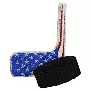 Hockey Stick USA Puck patch NHL patch Embroidery Iron on Sew on Patch 9x6.5cm - Picture 1 of 1