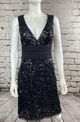 Vestido Boston Talla Propia 6 Negro Lentejuelas Formal Fiesta Cóctel Sin Mangas Usado en Excelente Condición Foto 1 de 4