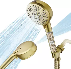 Gold Filtered Shower Head with Handheld, 6 Modes Shower Head with Filter, Hig... - Picture 1 of 8