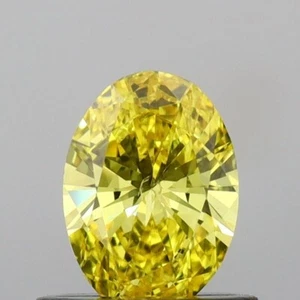 Lab grown Diamond 0.60ct IGI certified Oval Fancy Vivid Yellow VS2 Clarity STONE - Picture 1 of 8