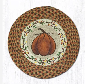 JUEGOS DE ALMOHADILLAS DE SILLA DE YUTE TRENZADAS A MANO CALABAZA CON LAZOS--15,5" REDONDAS - Imagen 1 de 1
