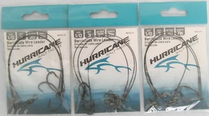 Three (3) Packs 30# Hurricane 7 Inch Barracuda Wire Leaders with Size 1/0 Hooks - Picture 1 of 1