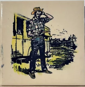 Rustic Country Cowboy Vintage Wall tile Rare Collectible Home Decor - Picture 1 of 3