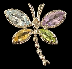 RSE Robert Seemann Butterfly Pendant Citrine Amethyst Topaz Peridot Diam. Silver - Picture 1 of 14