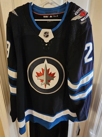 NHL Winnipeg Jets #29 Patrik Laine Blue Adidas Climalite Hockey Jersey Size 54 Cover