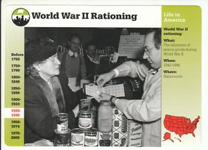 WORLD WAR II RATIONING Stamps Photo Food 1996 GROLIER STORY OF AMERICA CARD - Picture 1 of 1