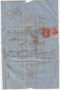 1867 RARA TARGA 3d ROSA 4 EMBLEMI E 1d PIASTRA GLASGOW STEEGMANN LETTERA ALL'ALGERIA - Foto 1 di 3